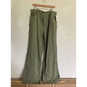 NEW Kut from the Kloth Wide Leg Pants 14 Cargo Utility Olive Green Tencel